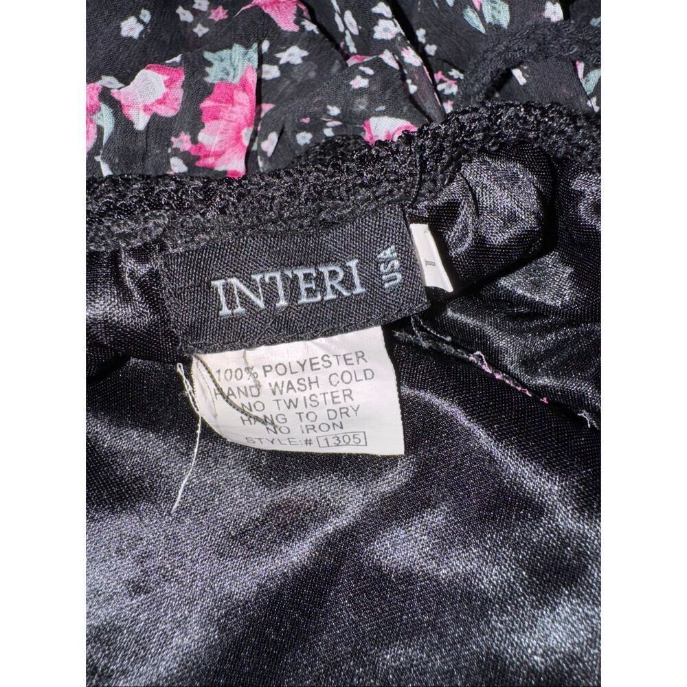 Interi Black spaghetti strap Sleeveless Lace Floral Mini layered fringe Dress L - Picture 9 of 11